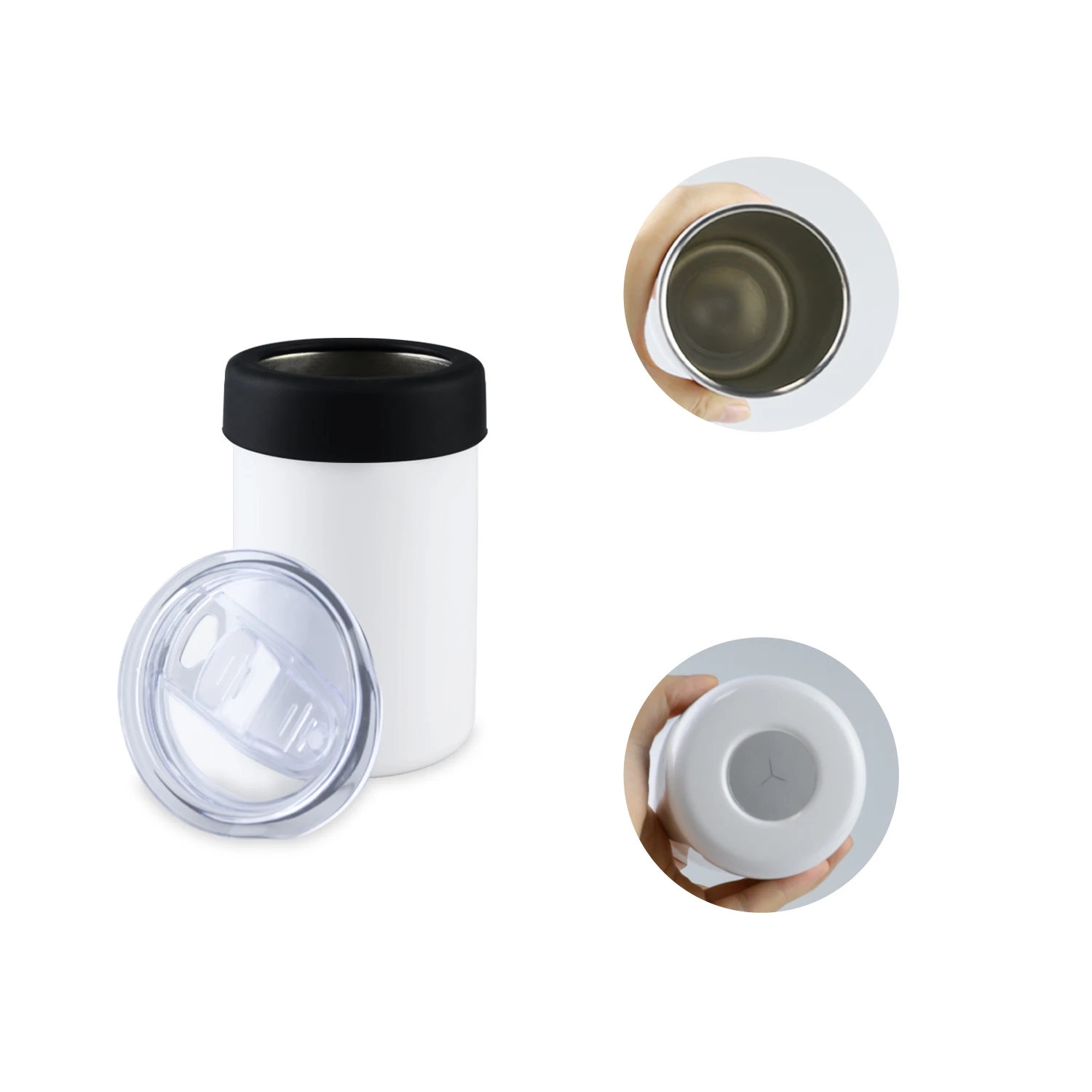 US warehouse 12oz sublimation wide straight tumblers kooze wine beverage Drink 12 oz sublimation can cooler with duo lids