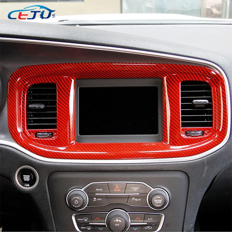 Car Accessories Car Air Conditioning Outlet Decoration Dashboard DVD Navigation Screen Frame Cover Trim For Dodge Charger 2015+