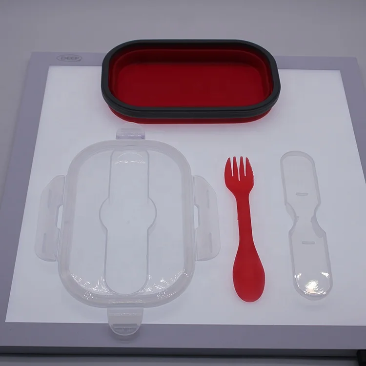 
Single Compartment Knife And Fork Silicone Lunch Box 
