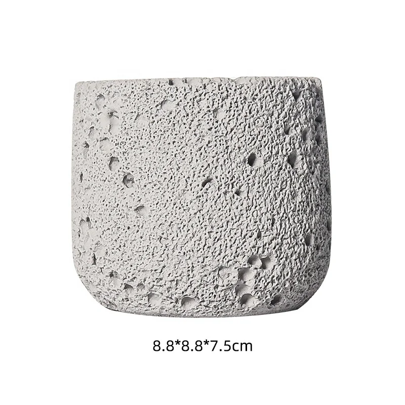 Custom wholesale matte candle vessels embossed empty cement candle container colorful concrete candle jar