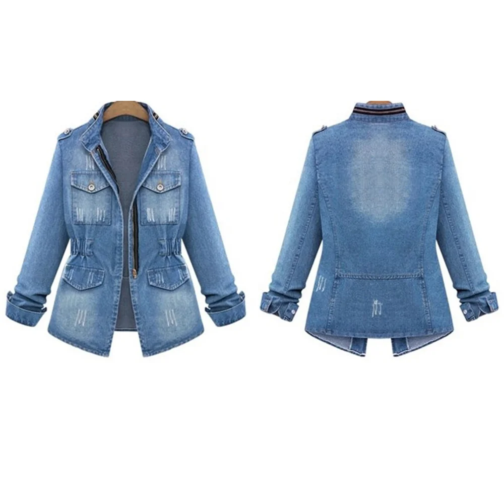 Женская туника, Джинсовая блузка, топы, джинсовая куртка с длинным рукавом, блузы для женщин, Облегающая джинсовая рубашка с двумя карманами, пальто