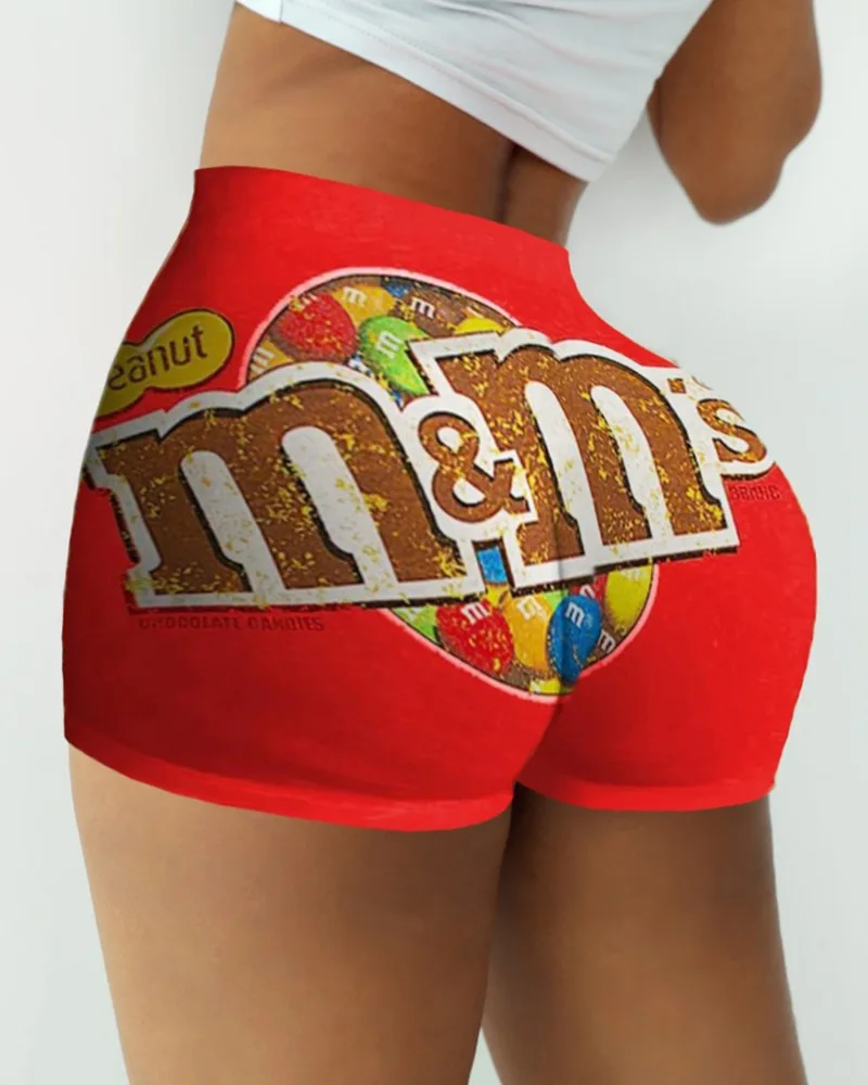 Ladies Tight Shorts Pattern Printed Shorts Hot Shorts Hot Sale Sexy Elastic Waist High Sexy & Club Breathable Quick Dry Regular