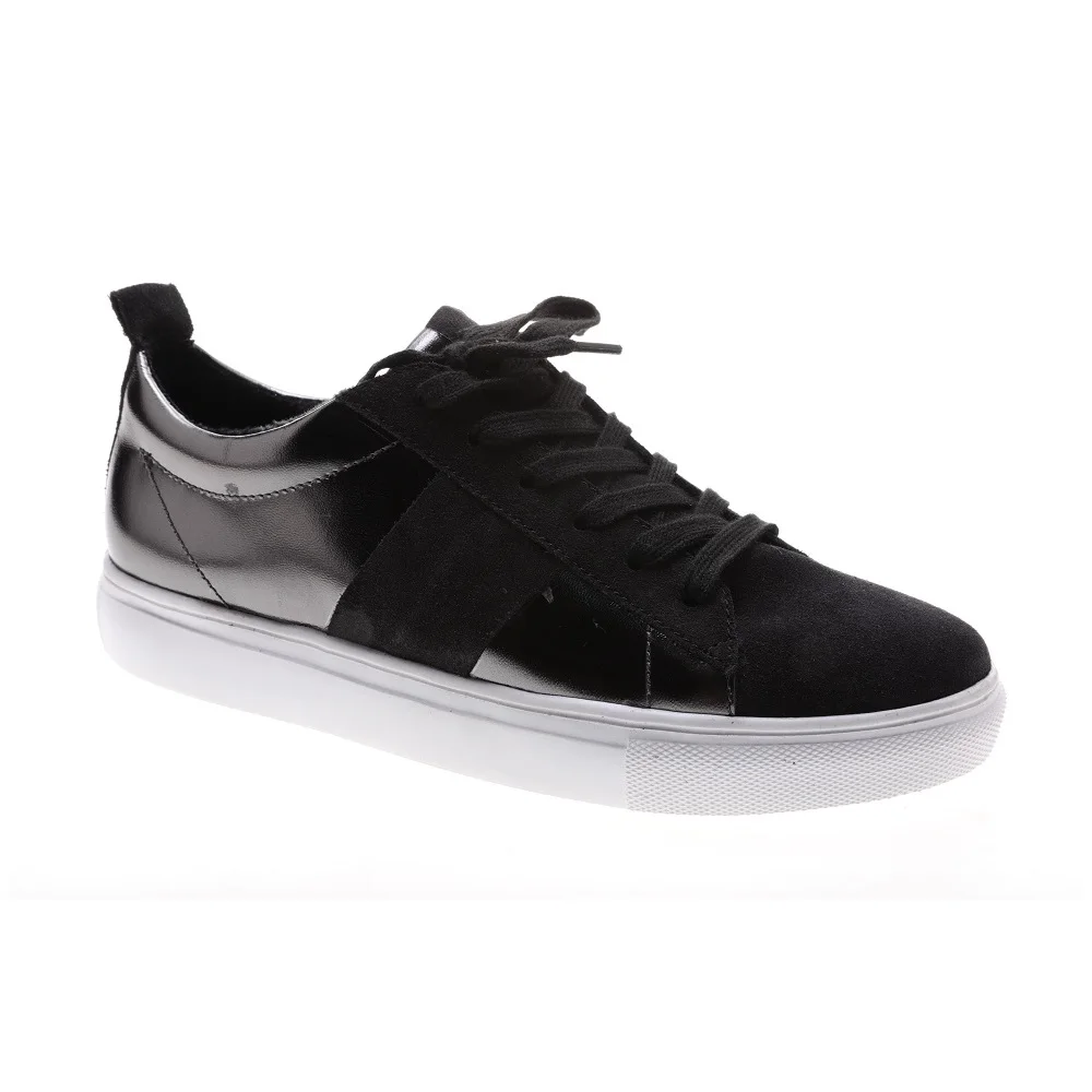 Top Quality Shiny Black Genuine Leather Zapatos Mujeres Women Casual Shoes
