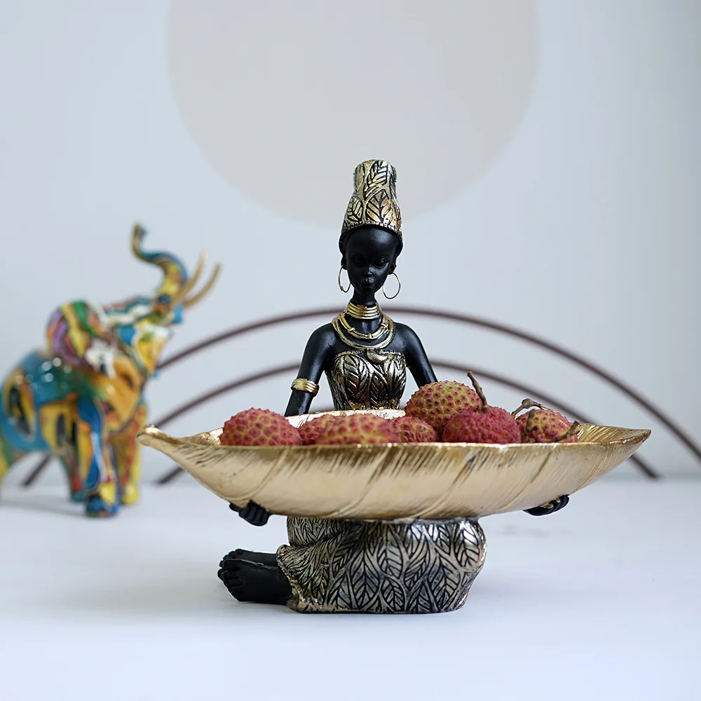hot sale creative resin african vintage female sculpture character art statue for living room tabletop home modern decor pieces