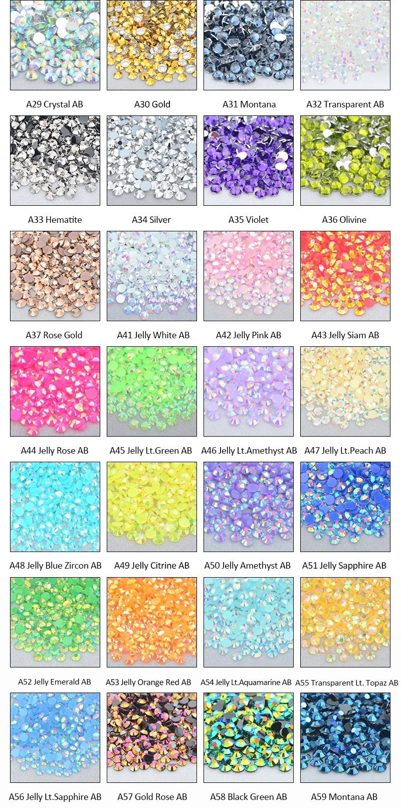 AOSU Wholesale 2mm 3mm 4mm 5mm 6mm Jelly Rose AB Color Crystal Stones Flatback Resin Rhinestones For Clothes