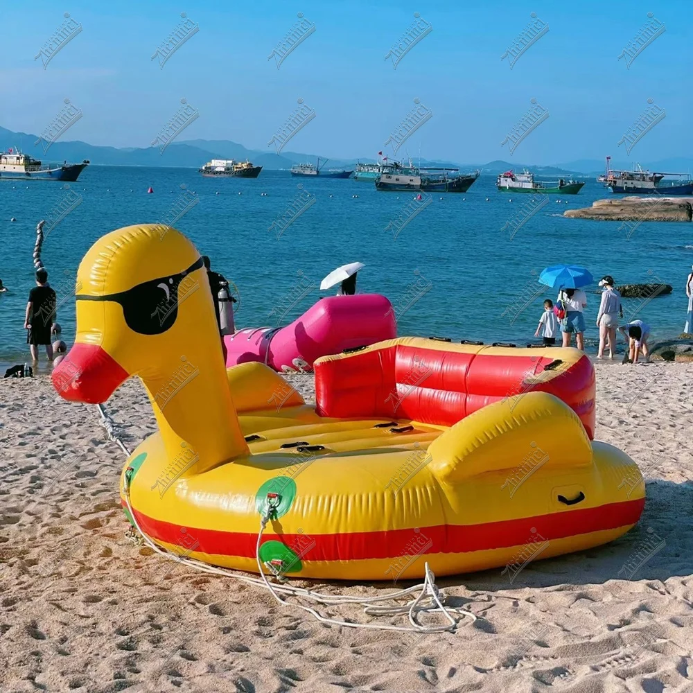 Zhenmei Commercial Most Durable Water Towable Boat Inflatable Yellow Duck Boat Floating Water Ski Boat For Sale