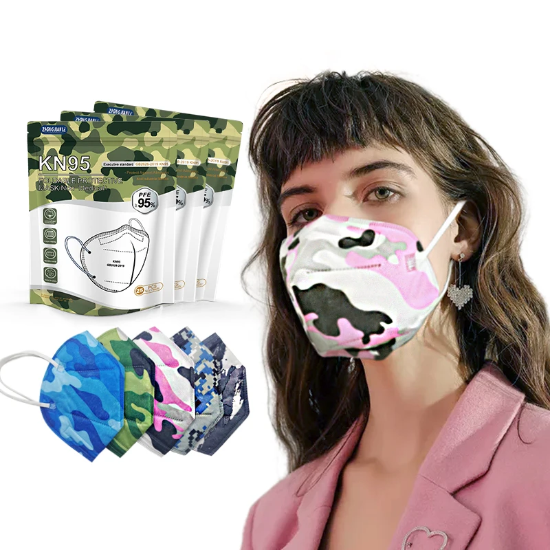 ZHONGJIANLE Colorful Disposable Camouflage Color KN95mask Fashion Facemask KN 95 KN95 Colorful Mask