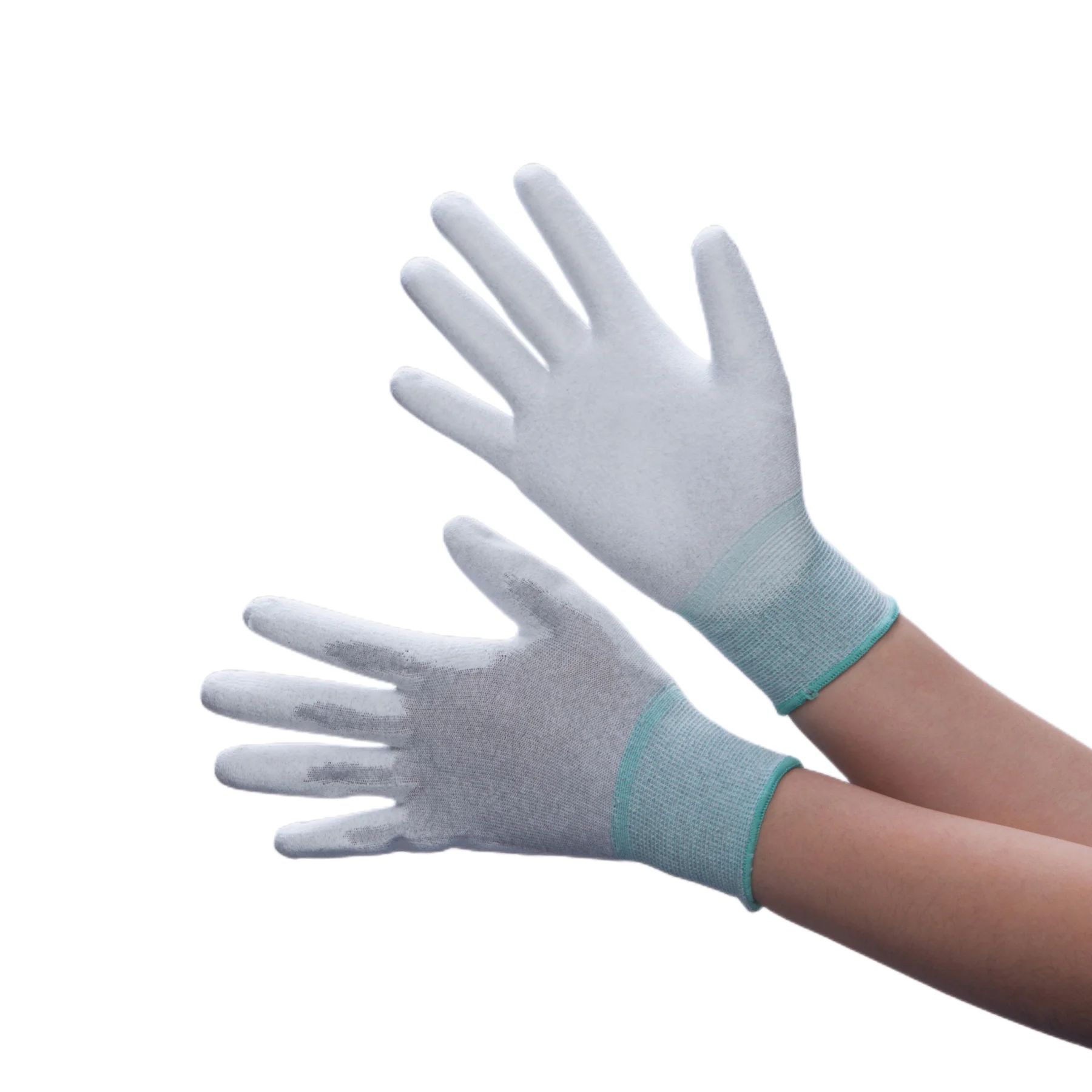 Electronic Work 13G Nylon Carbon Fiber PU Palm Coated Nylon Electrostatic ESD Gloves