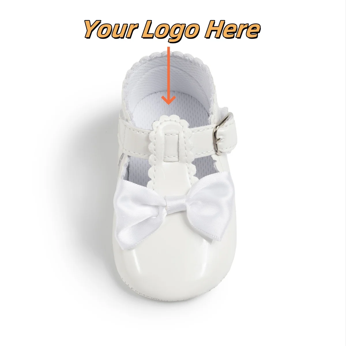 Customizable Logo Baby Walking Shoes Low MOQ Reflective PU Leather Ballet Flats Light Breathable Cotton Rubber Insole Autumn