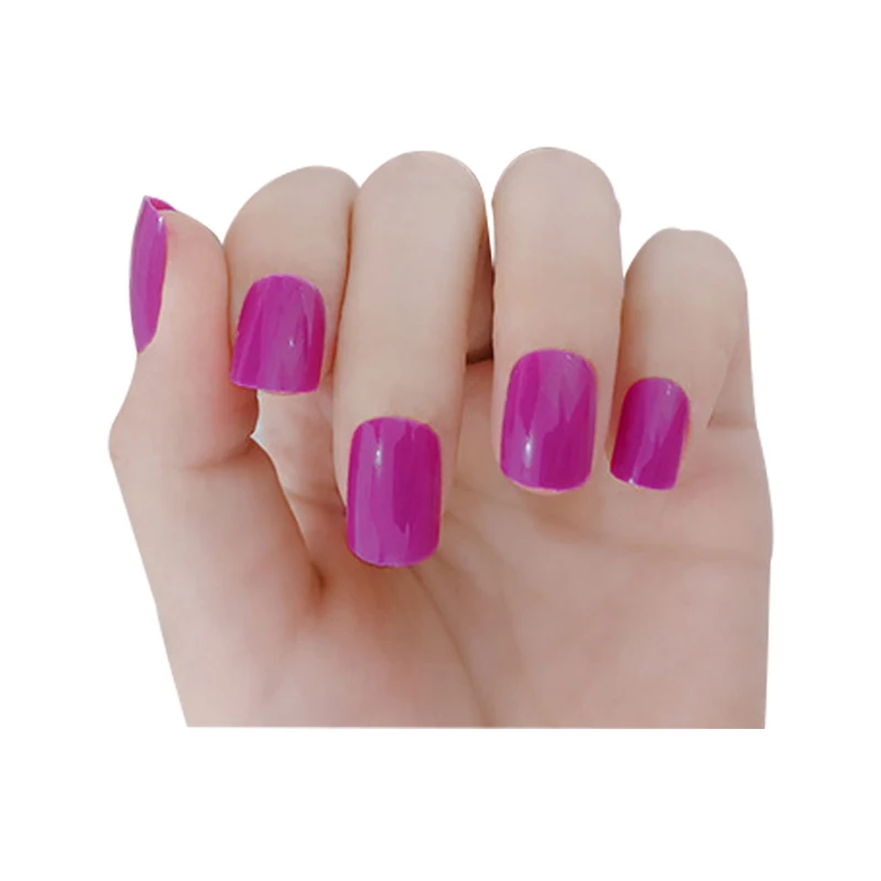 F1-21 private label nail fake nails tips 24 pcs/box full cover press on pure coloured red acrylic nail tips wholesale