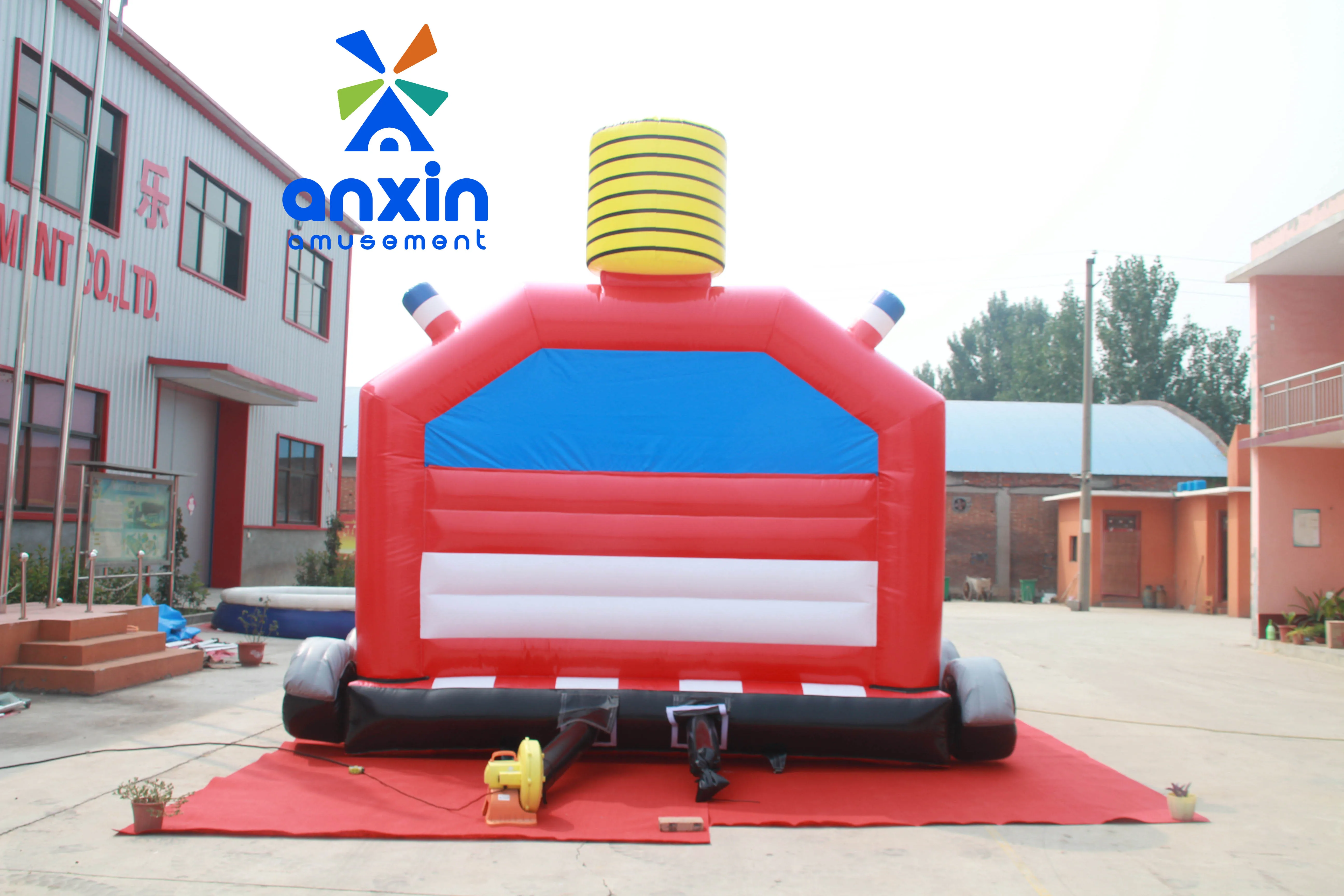Inflatable jumping bed fire truck style commercial rental factory on sale quality excellent made in China accept customization