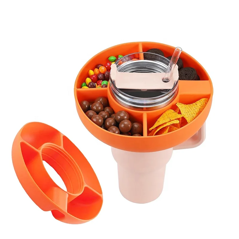 New Custom Design Silicone Snack Tray Snack Bowl for Stanley 40 oz Tumbler with Handle