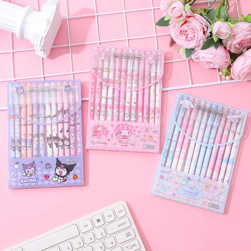 Заводская ручка Hello Kt Gel Pen Refill Sanrioed Cinnamoroll Kuromi Melody мультяшная пишущая черные канцелярские принадлежности