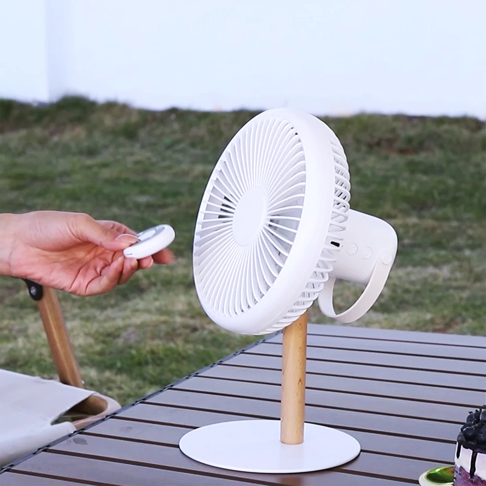Outdoor Indoor Mini Ceiling Fan Electric USB Desktop Rechargeable Mini Fan Wooden Night Light Chargeable Table Top Fan