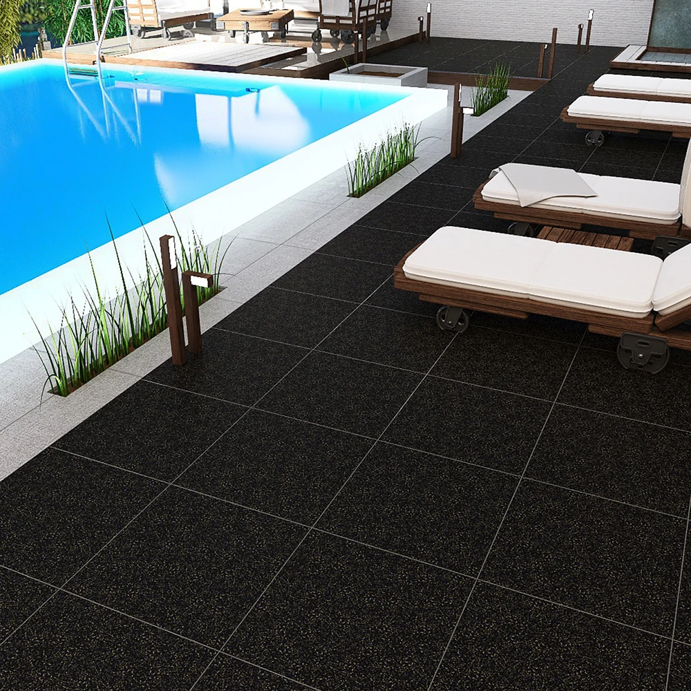 Black Gold Polished Cement Cheap Terrazzo Flooring Tiles For Indoor Or Outdoor Decoration 600x600x18mm