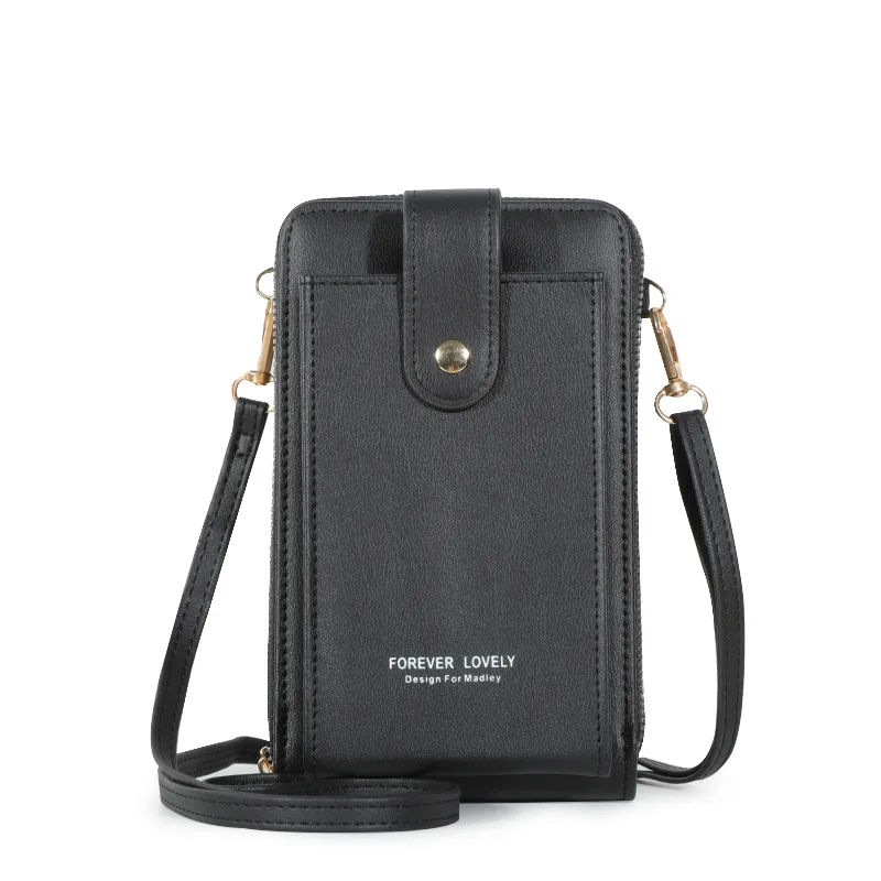 Ladies Korean Fashion Multi-Function Shoulder Wallet New Wholesale Solid Color Diagonal Mobile Phone Bag Single Strap Touch