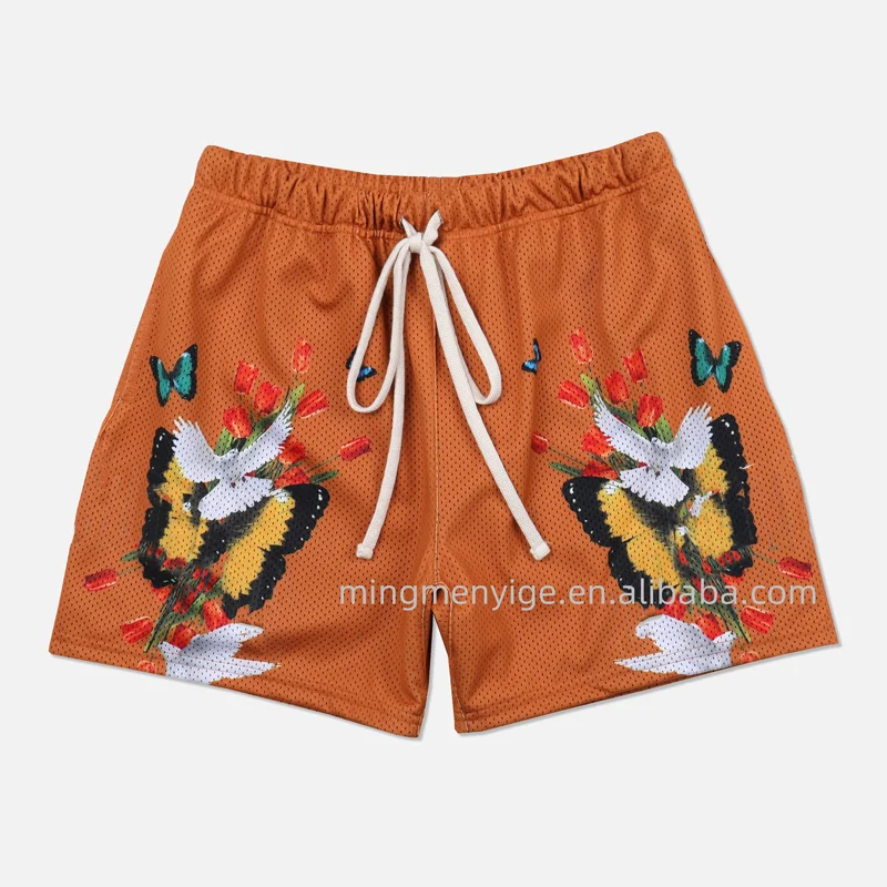 OEM Custom Logo Men Double Layer Gym Mesh Graphic Sweat Gym Mesh Fashion Sublimation Powerlifting Shorts