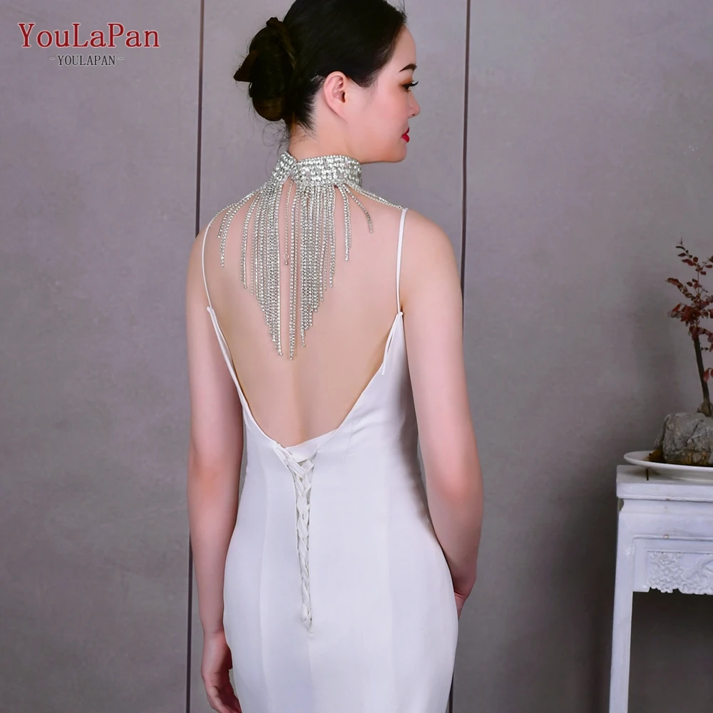 YouLaPan SG28 New Luxury Necklace Ladies Prom Jewelry Gift Bridal Rhinestone Tassel Chain Wedding Rhinestone Large Necklace