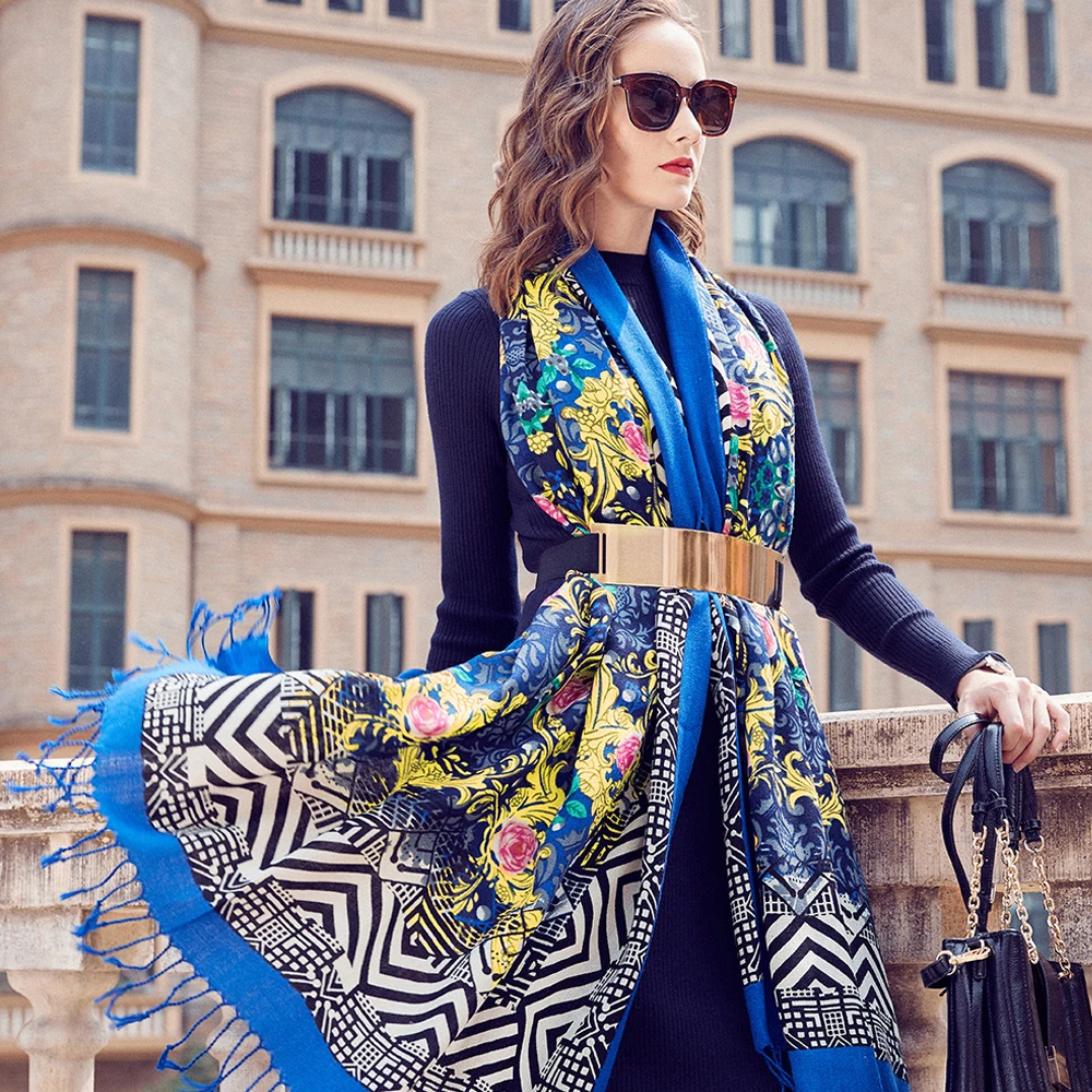 Зимняя кашемировая шерстяная шаль ручной работы Manxiang, модный дизайнерский шарф