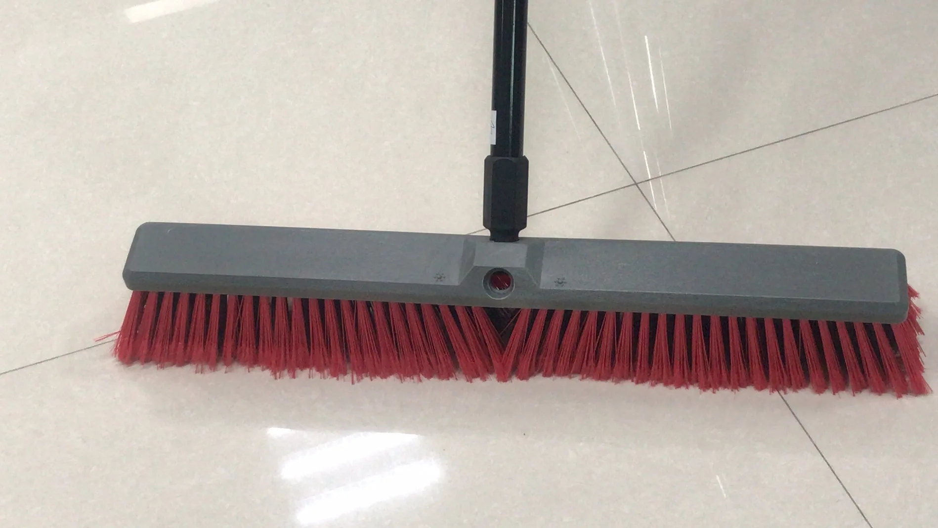Large Plastic Floor Pushing Broom Floor Cleaning Brush  With Long Metal handle with EVA Sleeve