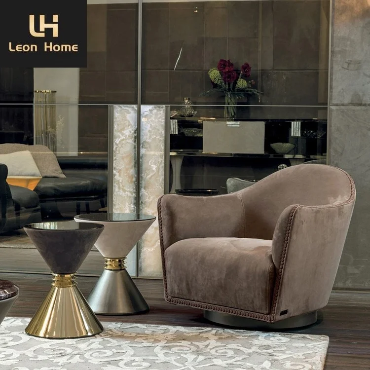Italian design lobby customized furniture armchair luxury single leather leisure chair