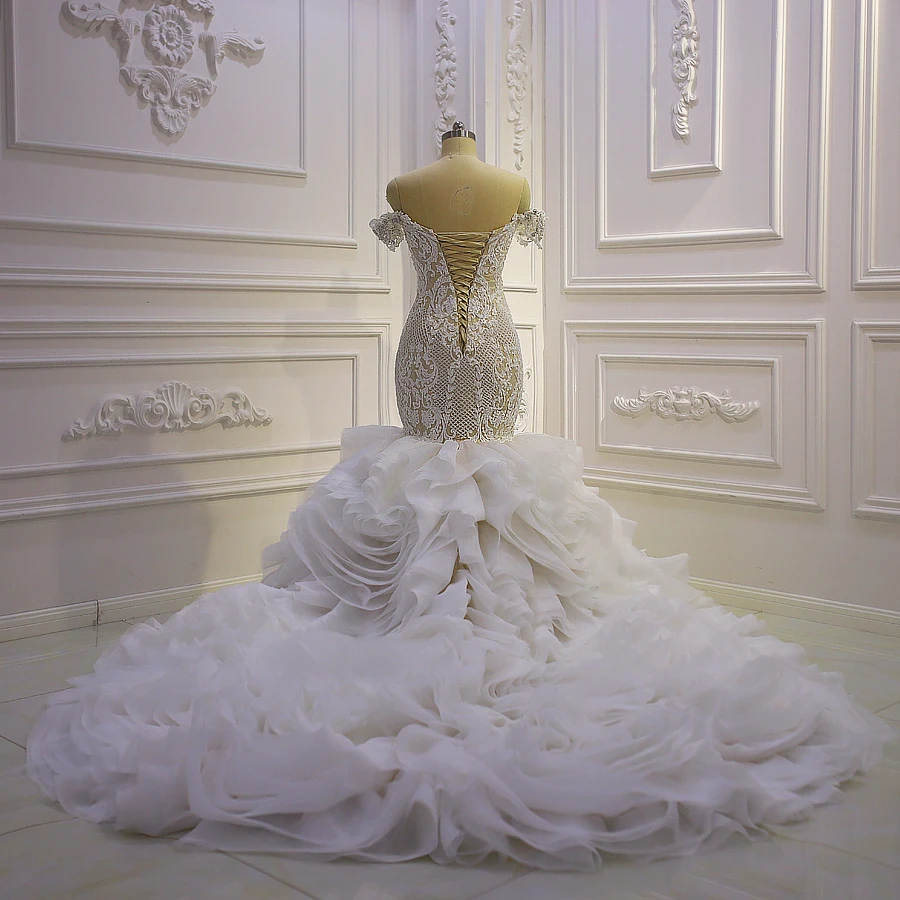 2022 Mermaid Wedding Bridal Dress One Line Beaded Simple Sexy Sweetheart Plus Size Dress