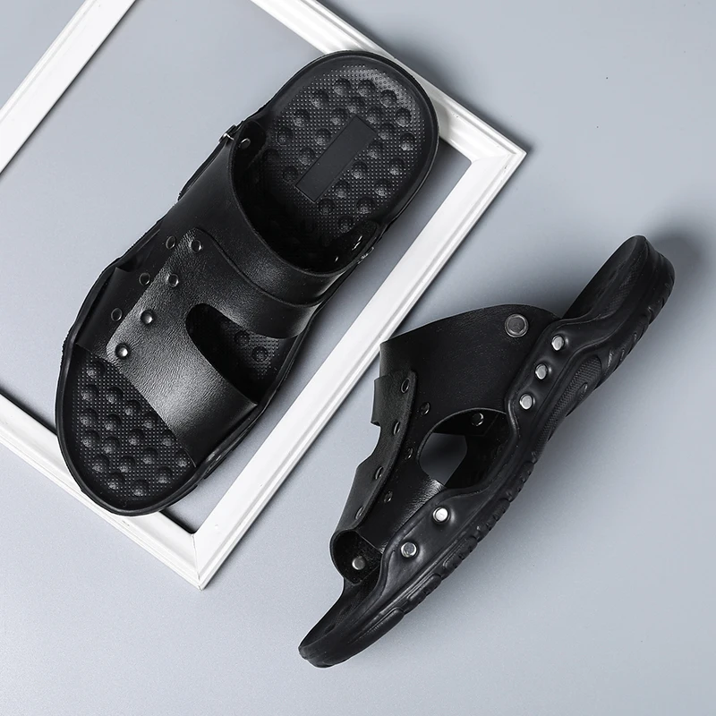 beach shoes men big size cool slippers men leather casual shoes non-slip flip-flops slippers summer flat sandals shoes wholesale