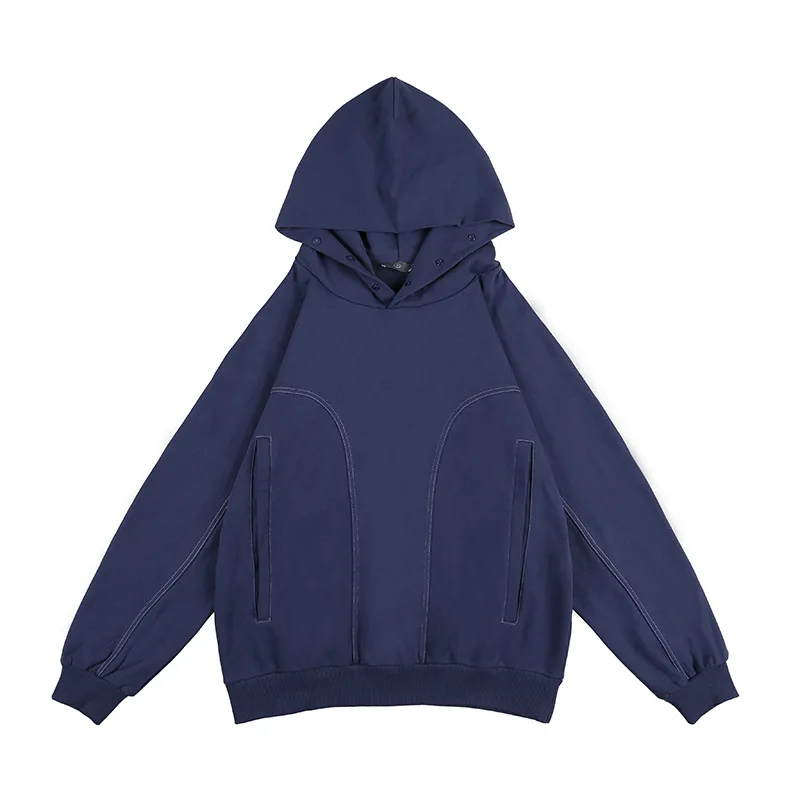 Heavyweight 100% Cotton Fall/Winter New Breasted Solid Color Individually Cut Geometric Hoodie