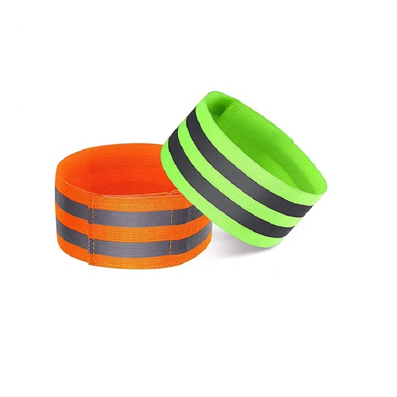 Эластичный тканевый браслет с высокой видимостью на заказ, светоотражающий нарукавный браслет с регулируемой петлей с крючком для бега, ходьбы, езды на велосипеде