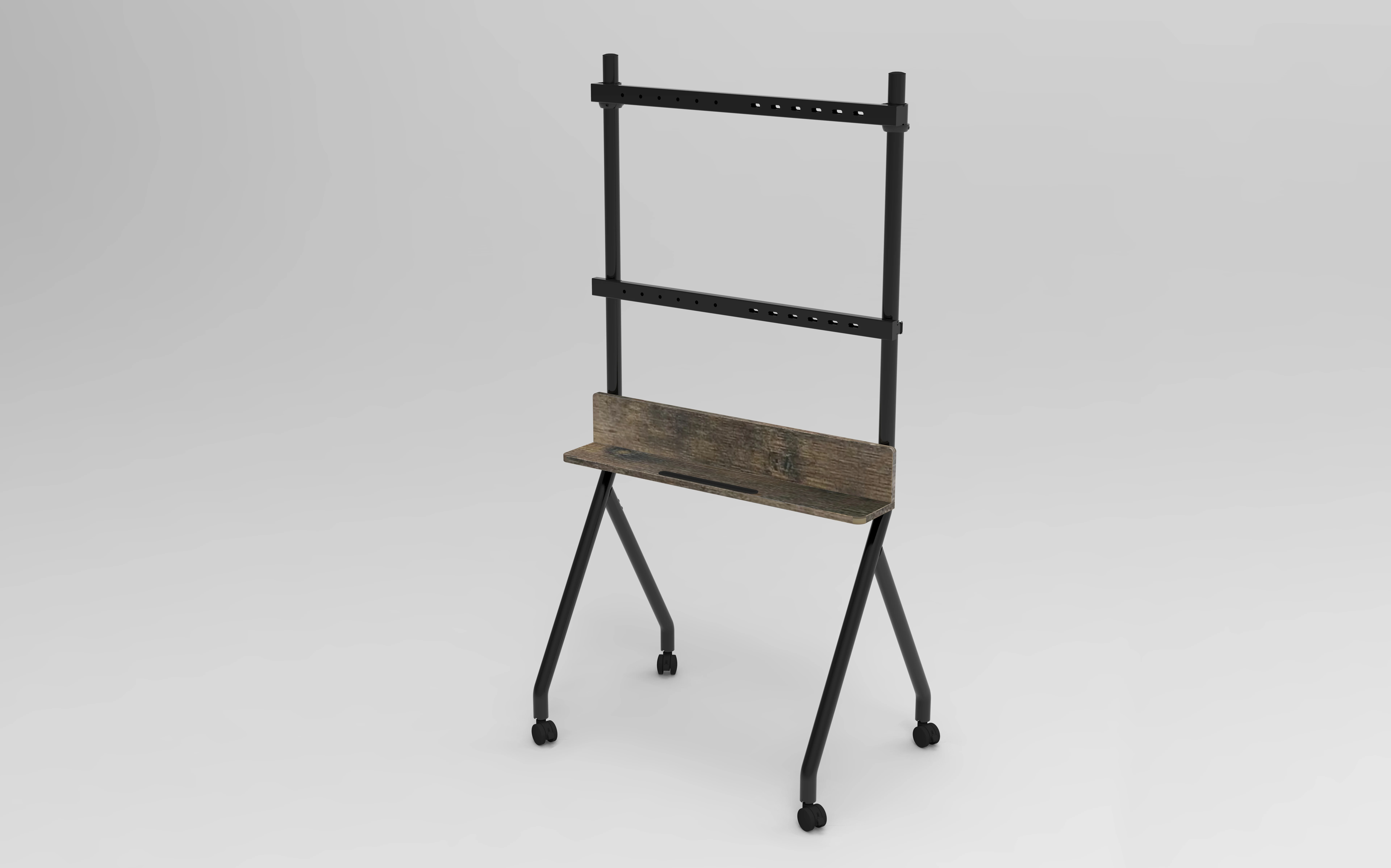 Factory Made Mobile Corner TV Stand 55-86inch Rolling TV Cart Floor Stand with Mount  Wooden Storage Shelves Collector Series