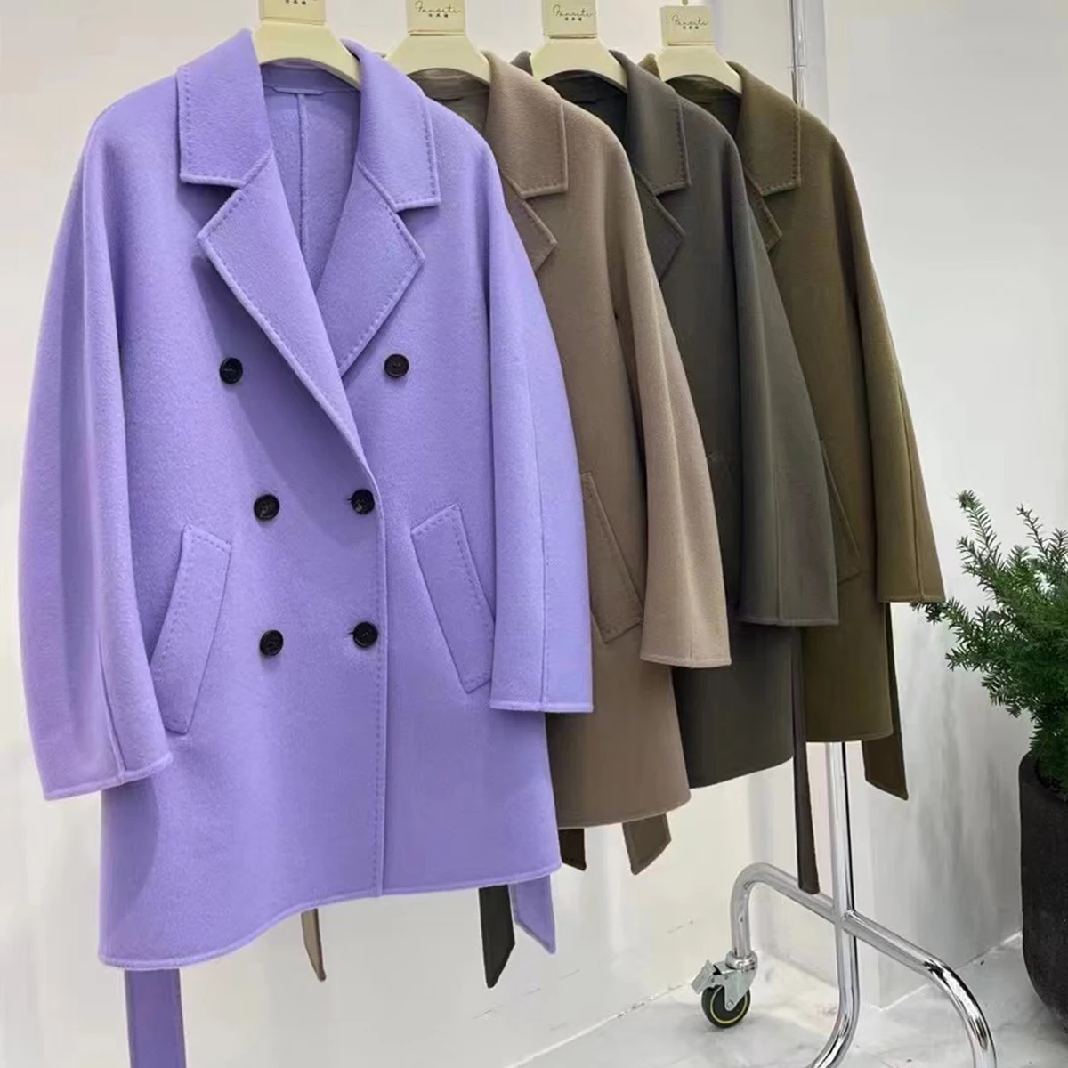 ODM 12.8%Cashmere,Customized Wholesale Women Cashmere Parka Winter Coats For Ladies Women(2206)