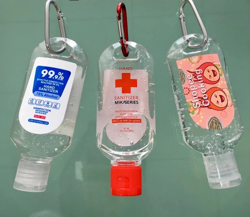 Брелок подарок мини-дезинфицирующее средство для рук с крючком логотип на заказ бренд спирт гель дезинфицирующее средство для рук