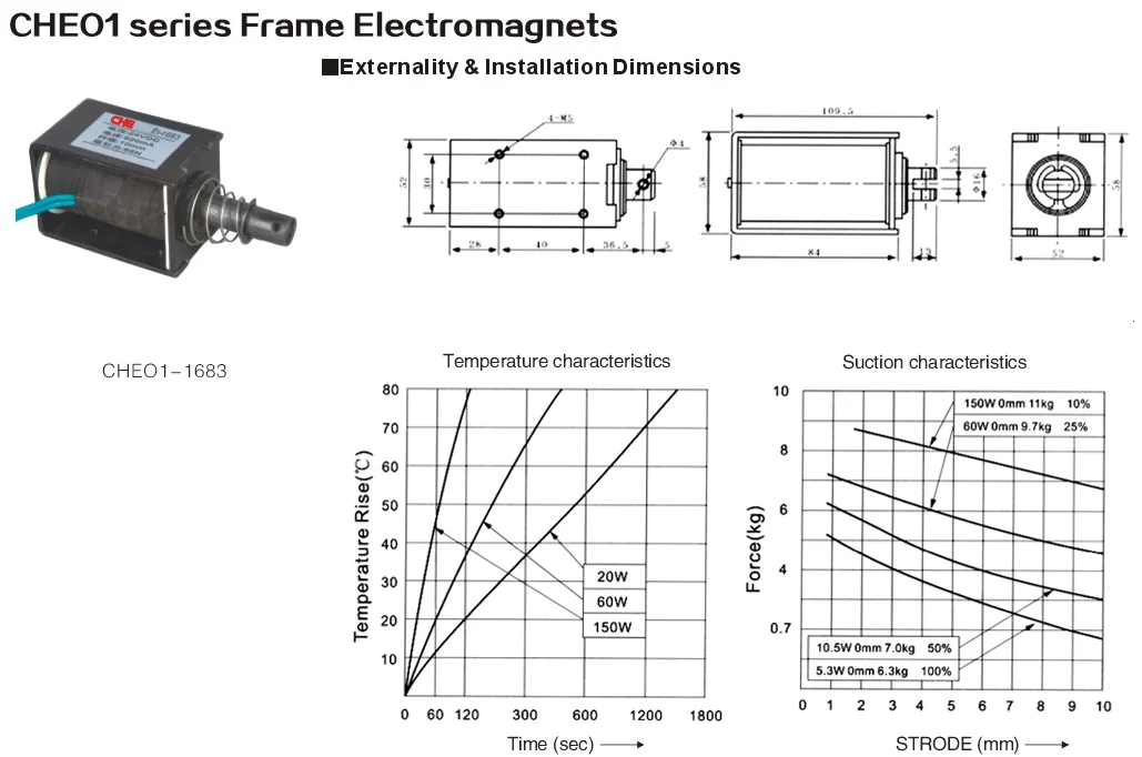 CHEO1-1683 12V or 110V DC 15mm customized stroke Open frame Push Pull solenoide latch coil solenoid Electromagnets