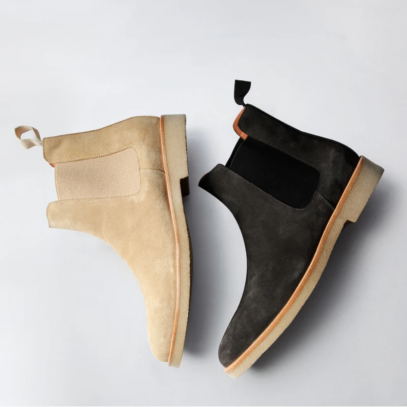 Wenzhou Factory  Pigskin Desert Chukka Boots Formal Leather Shoes GENUINE LEATHER Dress Shoes Chelsea Boots Men