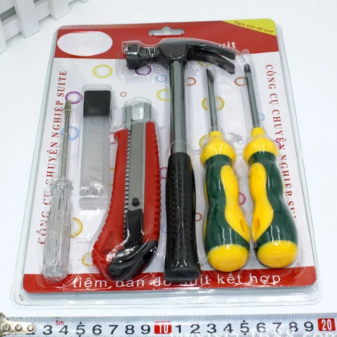 Multi-functional Household assembly Tools Kit Hardware Tools Hammer Screwdriver Art Knife Electric Pen 6 pieces Boutique Set