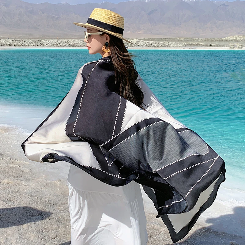 Manufacturing Mens Luxury nordic silk scarf Simple Ethnic Shawls 90*180cm Pray women