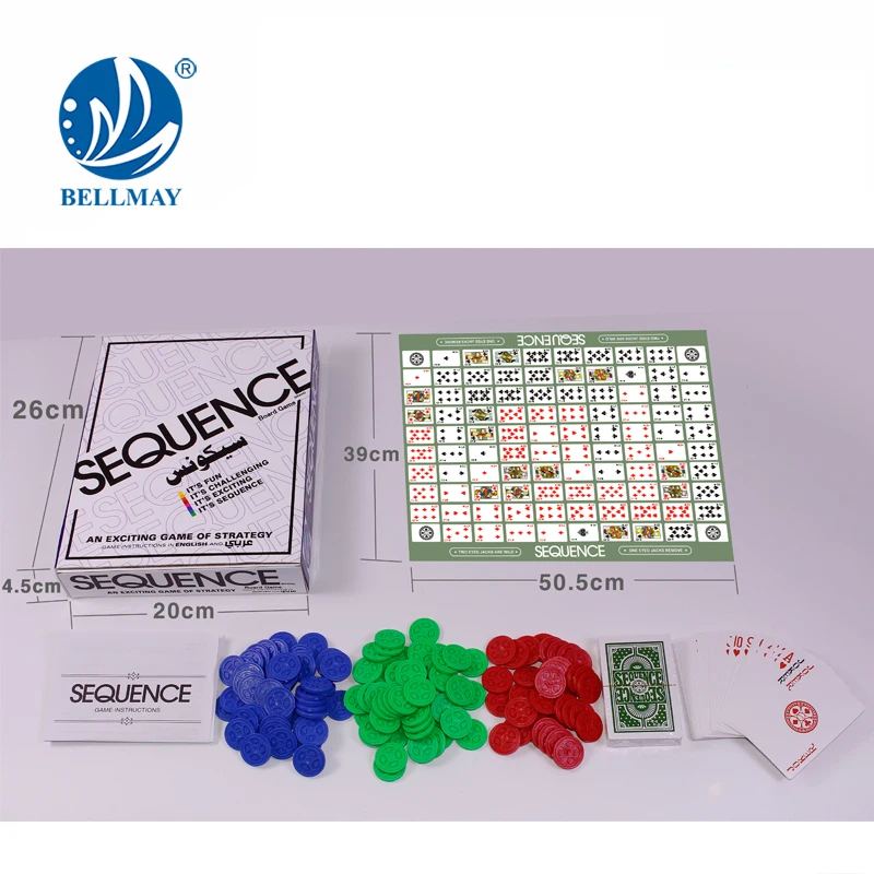 Bemay Toy Party School Game Arabic Cards Sequence Playing Cards Game Family Game