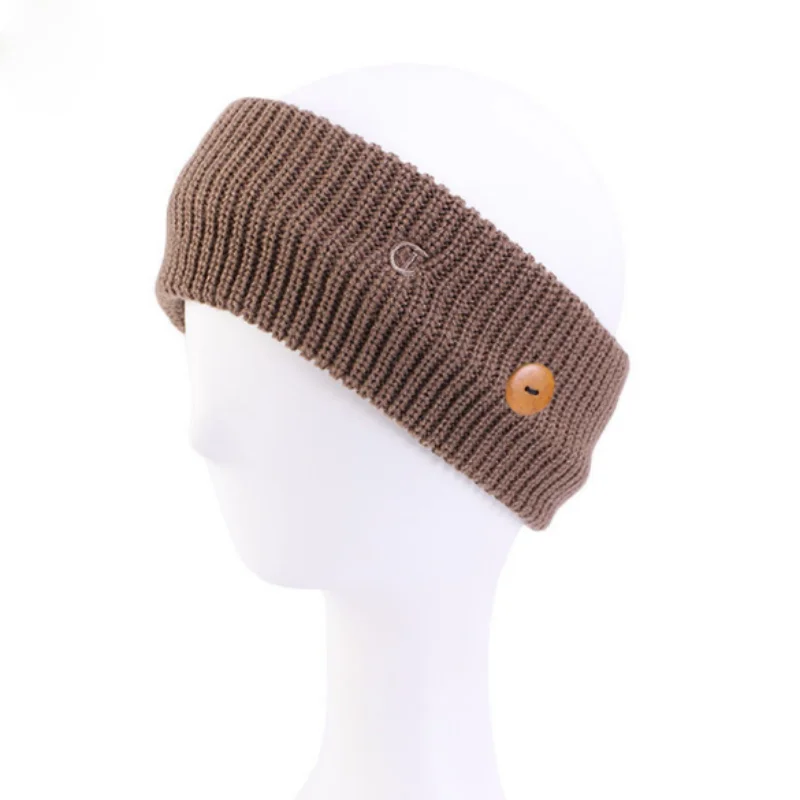 
New Style Knitted Woolen Headbands Bandana Women Sweatband Athletic Sport Hairband With Button Fixed Buckle Turban 