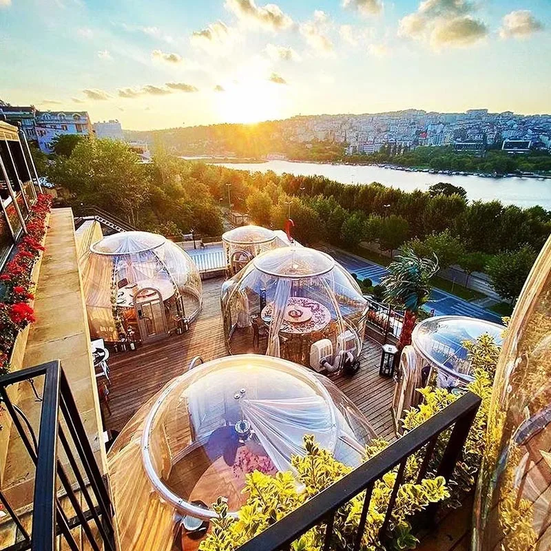 High Quality Outdoor Prefabricated Modular Clear Dome House with Sliding Door