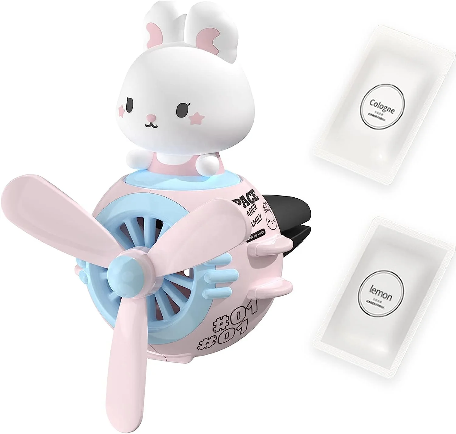 Car Air Fresheners Pilot Rabbit Cute Car Diffuser Rotating Propeller Cartoon Automotive Air Outlet Fan Creative Car Perfume