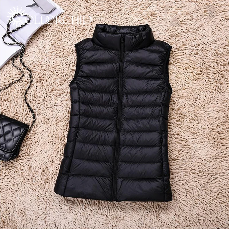 Wholesale Sleeveless Customized Logo Women down vest light duck winter down jacket