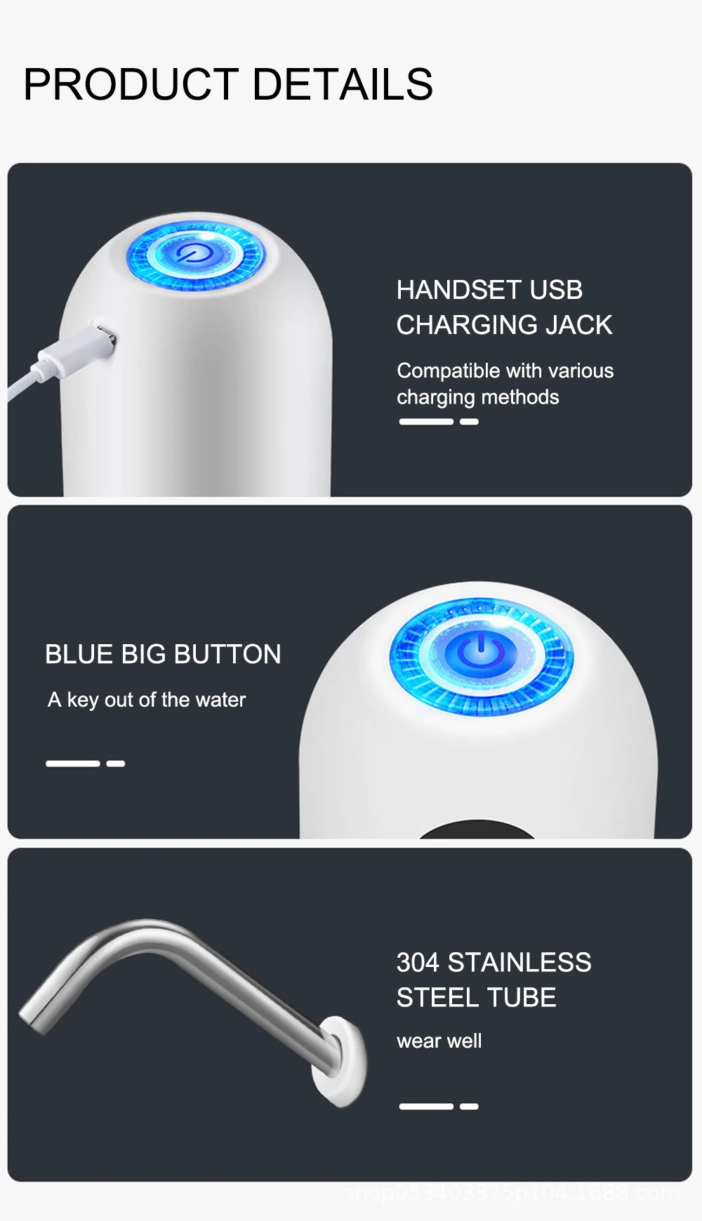 Hot Sale Freestanding Water Dispensers Pump Portable USB Charge Automatic Outdoor Water Dispenser