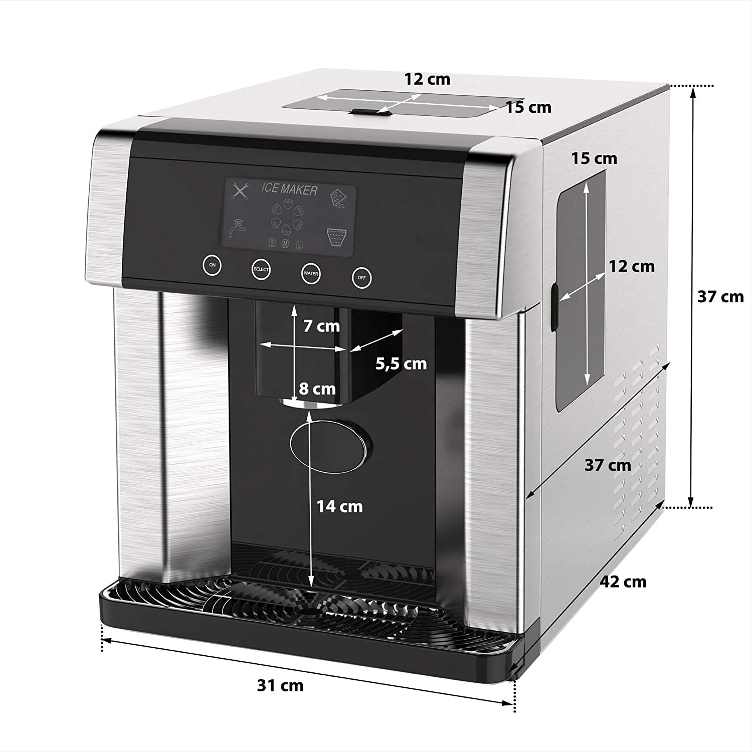 12kgs Portable Cube Ice Dispensing Maker Machine Home Business Automatic Ice Water Dispenser