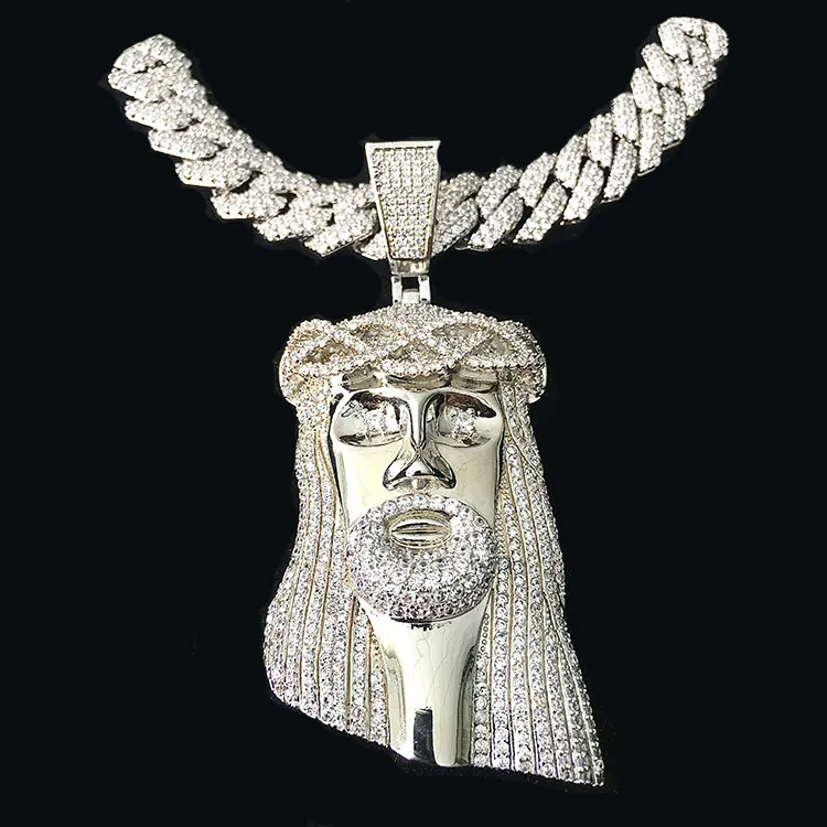 Hip Hop White Gold 925 Sterling Silver Big Shark Iced Out Diamond Pendant Custom Zircon Moissanite Pendant