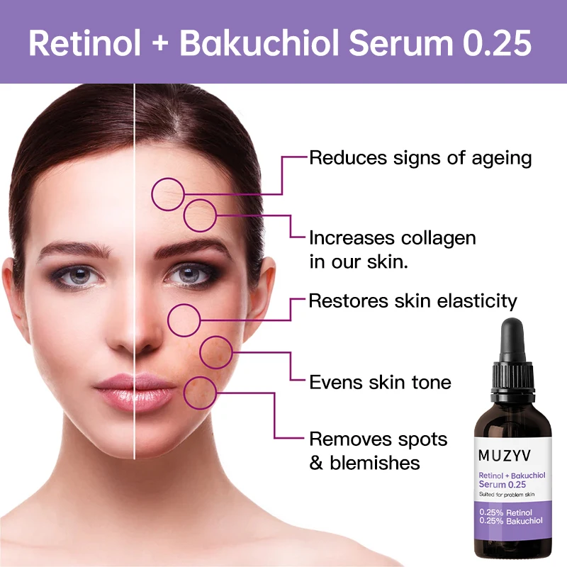 Private label bakuchiol serum natural anti aging night retinol serum for sensitive skin
