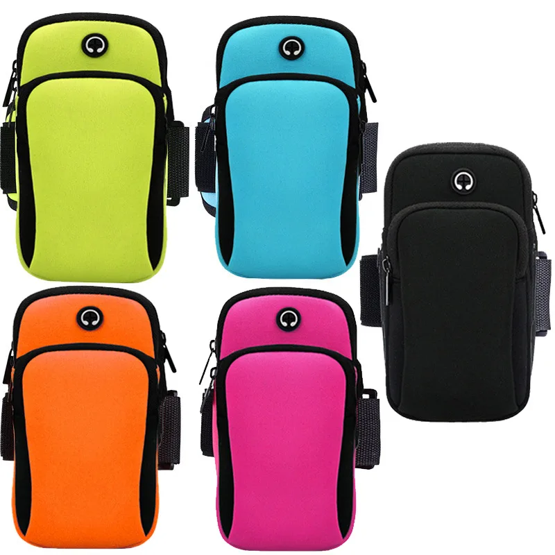 free sample unisex man woman Universal sports custom embroidered logo nylon fabric running mobile phone holder  armband