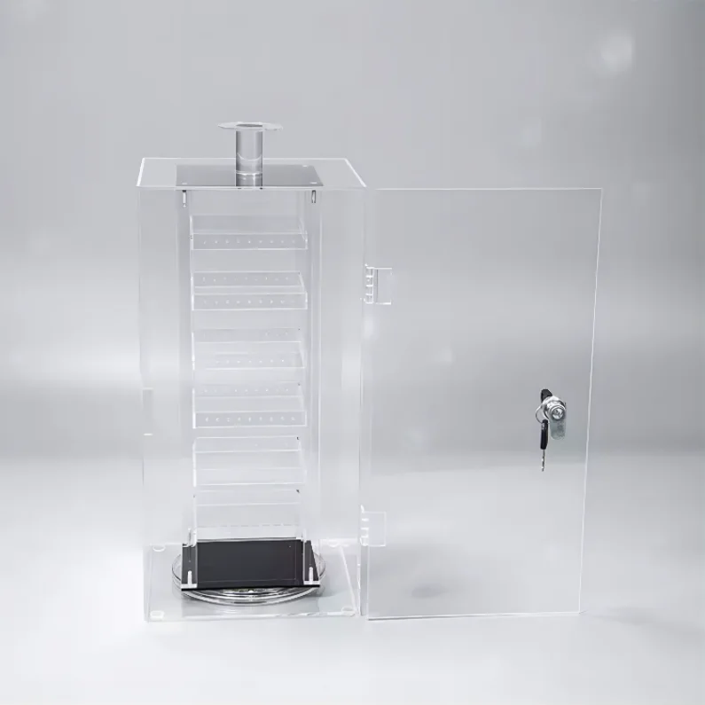 Пользовательский акриловый выставочный стенд с замком, вращающийся выставочный стенд