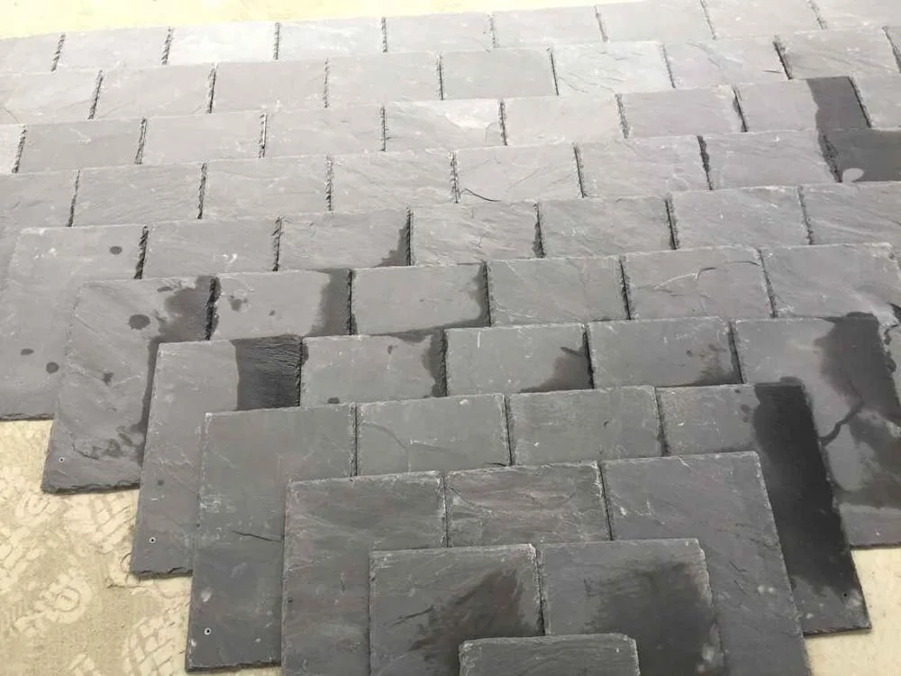 Black stone slate roof tile