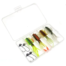 BOX-7g10cm  High Quality Squid Fishing Lures Kit(4PCS  Squid+4PCS hook)