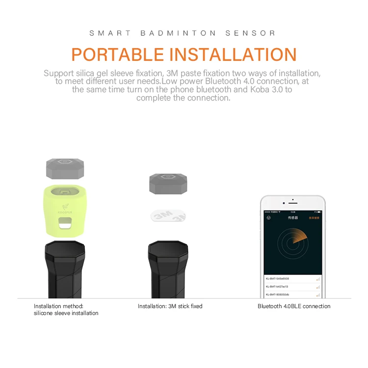 Badminton training sensor Motion Detector with Bluetooth 4.0 Support Android and iOS